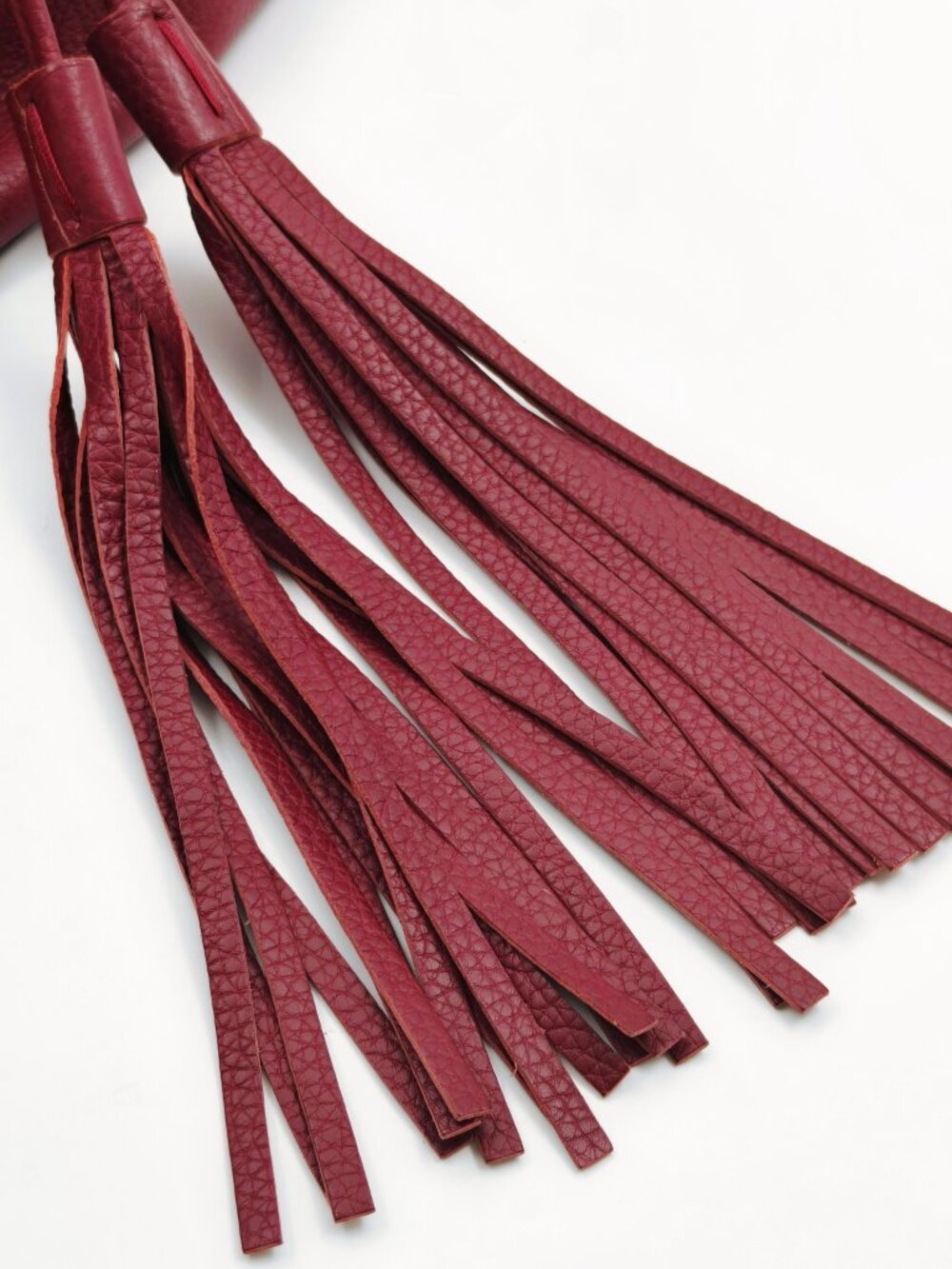 Gucci Bamboo Daily Pebbled Leather Bucket Bag Bordeaux Red Tassel Shoulder Bag - Picture 10 of 16
